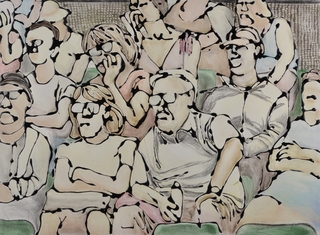 Tennis spectators by Hilary Senhanli