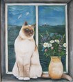 Cat in window a summerday by Stina Engvall