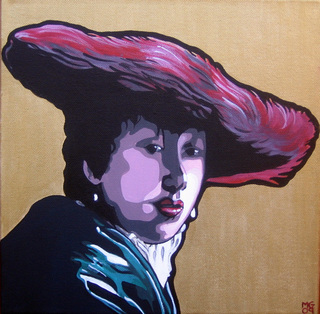 Young woman with Red Hat (Homage to Vermeer) by Menchu Gamero