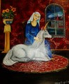 Woman and unicorn by Stina Engvall