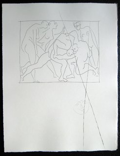 Deux Lutteurs observes par trois femmes nues by Pablo Picasso