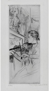 Alice Helleu playing a violin by Paul C&eacute;sar Helleu