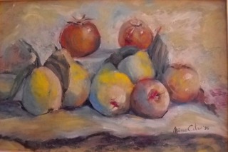 Persimmons and pears (tribute to Luisella Lissoni) by nino citro