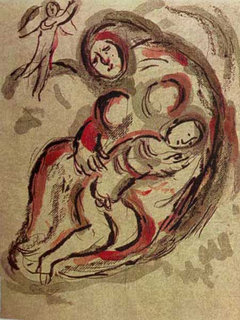 Hagar in the desert by Marc Chagall