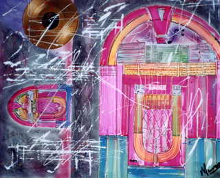 Jukebox with Elvis gold record by Marco Mark