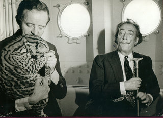 Dali and Capitain Moore with an Ocelot by Salvador Dal&iacute;