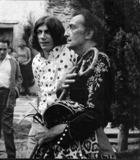 Portrait of the artist carrying a crooked stick and leopard-skin coat with Marc Antoine by Salvador Dal&iacute;