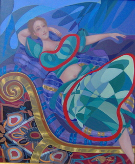 Little Odalisque with persian carpet by Cohen Fus&eacute;