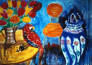 Interior with Parrot by Chris-Ann Kent