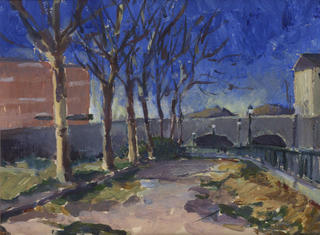 Village Outside Madrid, Winter Early Evening by John Govett