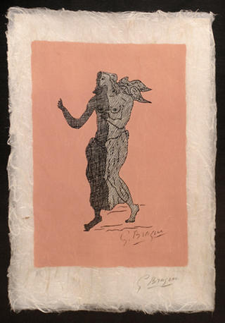 Personage sur Fond Rose by Georges Braque