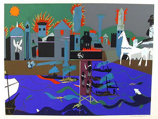 Troy (The Burning of Troy) from the Odysseus Suite by Romare Bearden