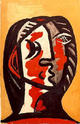 T&ecirc;te de Femme en Gris et Rouge sur Fond Ocre by Picasso Estate Collection