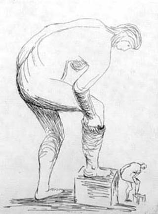 Woman Putting on Stocking by Henry Moore