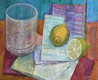 Lemons with Glass and Letter by A.I. Delgado