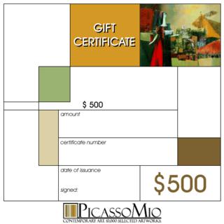 $500 Art Gift Certificate by PicassoMio.com