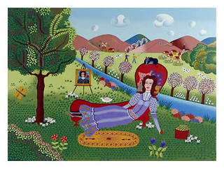 Girl on Divan by Gisela Fabian