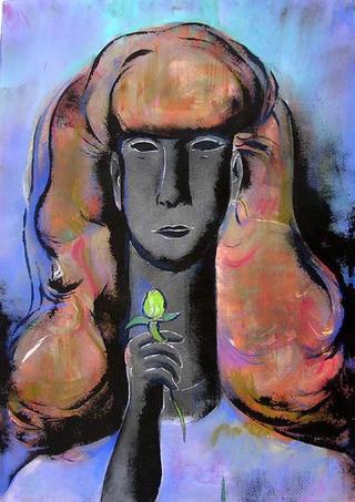 Girl with Green Rose by David Mac Innes