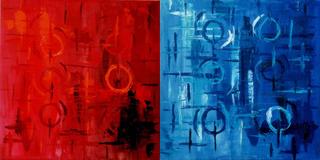 Grosse Rote und Blaue Kreise (Large Red and Blue Circles) by Wiebke Dreyer