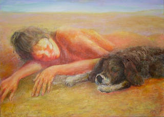 Girl & Dog by Sylva Zalmanson