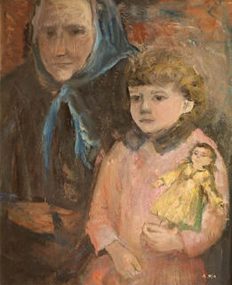 Grandmother and Little Girl with Doll by Agust&iacute;n R&iacute;o