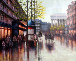 Untitled (Horses Down the Wet City Street) by Rugero Valdini