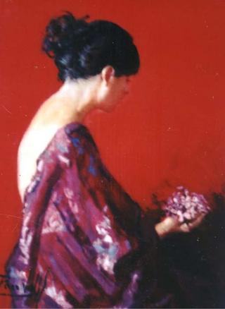 Figure with Flowers by Pau Valls Ca&ntilde;ellas