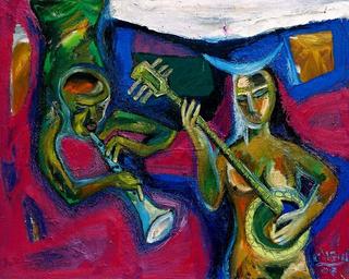 Two Traditional Musical Instruments by Pham To Chiem
