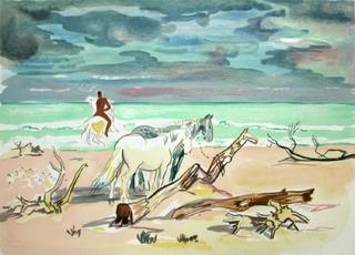 Les Chevaux sur la Plage by Yves Brayer