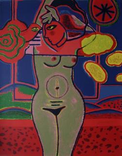 Nu &agrave; l'oiseau Rouge by Corneille