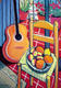 Fruit Bowl and Guitar by Guillermo Mart&iacute; Ceballos