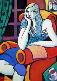 Girl in Red Armchair by Guillermo Mart&iacute; Ceballos